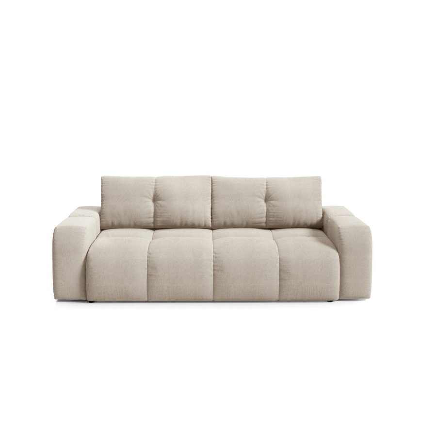 Divano imbottito pieghevole a tre posti con contenitore ALMADA beige