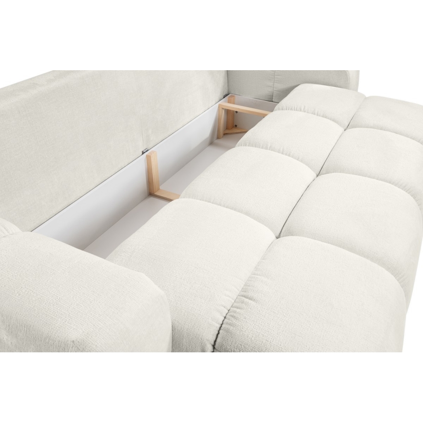 Divano imbottito pieghevole a tre posti con contenitore ALMADA beige