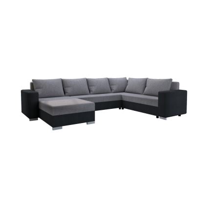 Divano imbottito trasformabile a U YORK, universale, grigio/nero