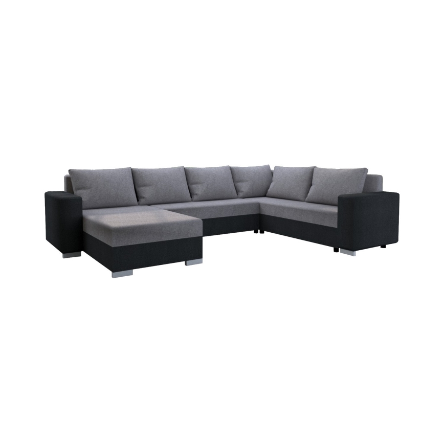 Divano imbottito trasformabile a U YORK, universale, grigio/nero