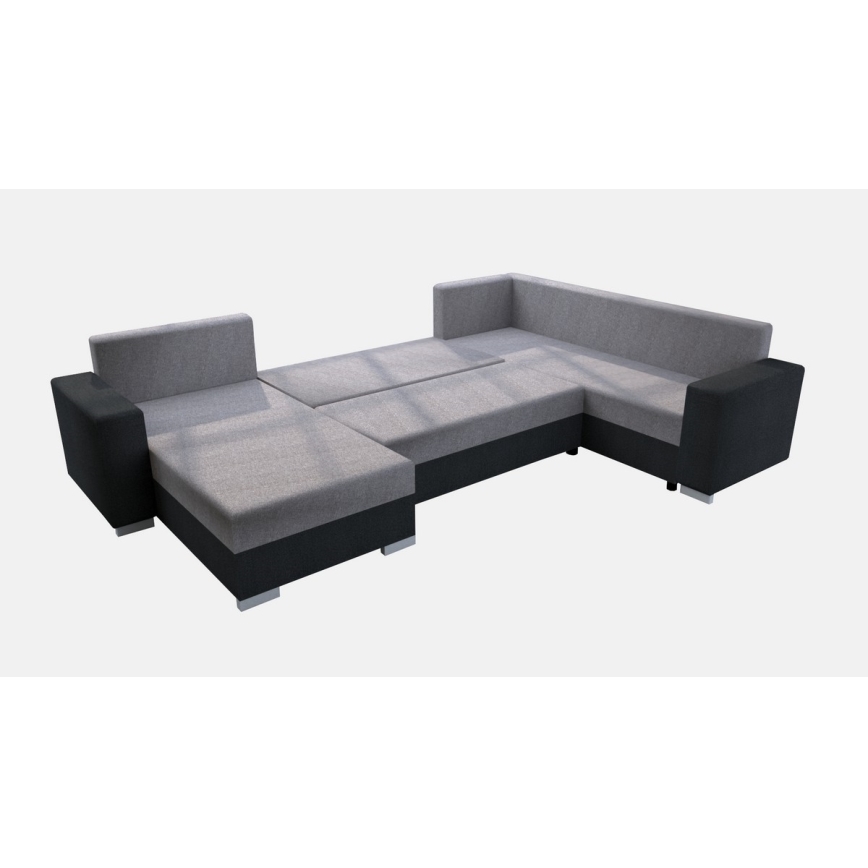 Divano imbottito trasformabile a U YORK, universale, grigio/nero