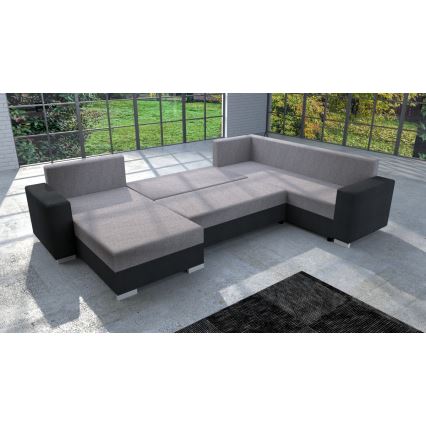 Divano imbottito trasformabile a U YORK, universale, grigio/nero