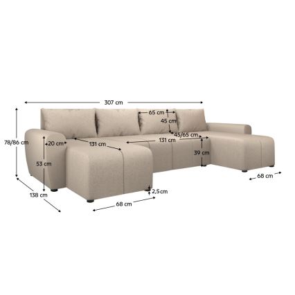 Divano imbottito universale convertibile a U NEWPORT beige