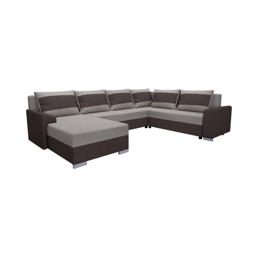 Divano imbottito universale trasformabile a U OXFORD marrone/taupe