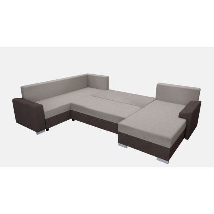 Divano imbottito universale trasformabile a U OXFORD marrone/taupe