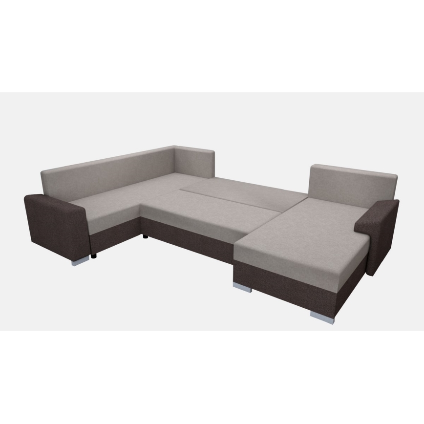 Divano imbottito universale trasformabile a U OXFORD marrone/taupe