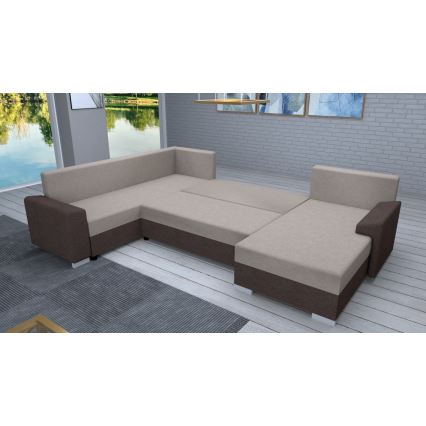 Divano imbottito universale trasformabile a U OXFORD marrone/taupe