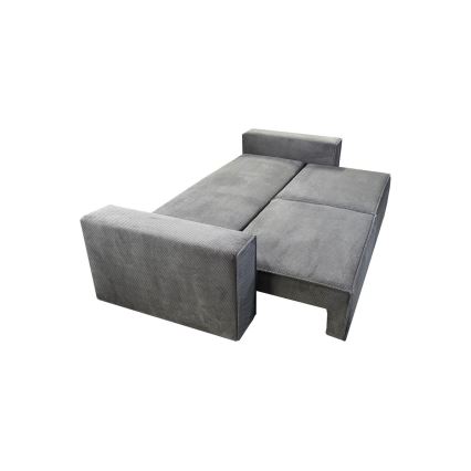 Divano letto a tre posti con contenitore RONDA grigio