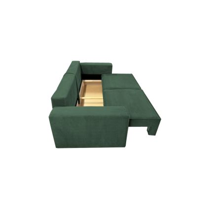 Divano letto a tre posti con contenitore RONDA verde