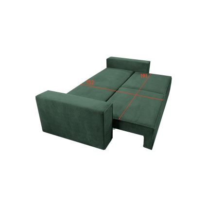 Divano letto a tre posti con contenitore RONDA verde