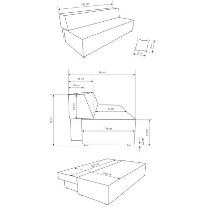Divano letto 3 posti con contenitore TERAMO beige