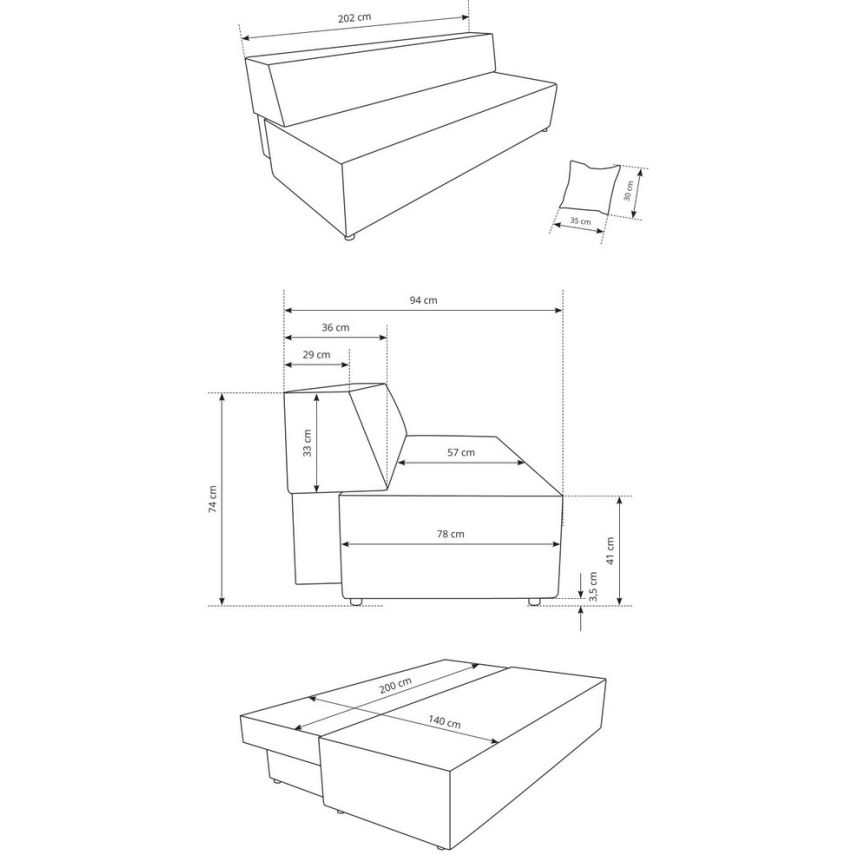 Divano letto 3 posti con contenitore TERAMO beige