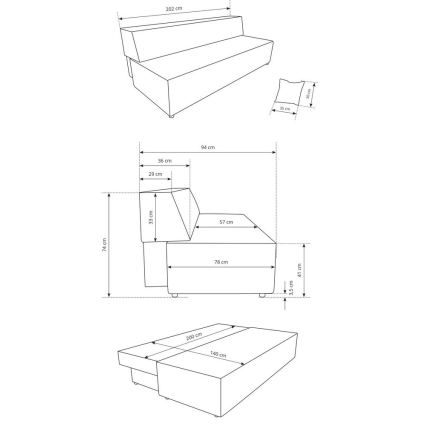 Divano letto 3 posti con contenitore TERAMO beige