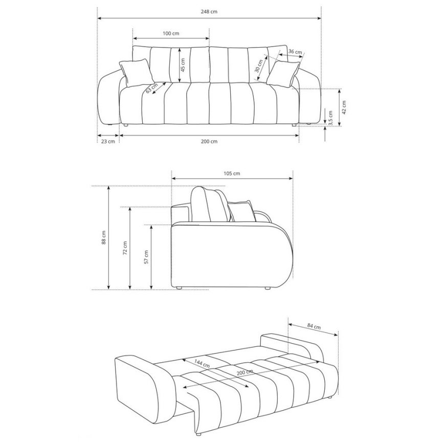 Divano letto 3 posti DESIO beige