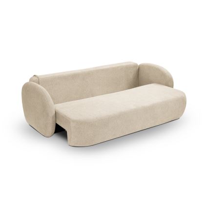Divano letto beige OLBIA a tre posti richiudibile