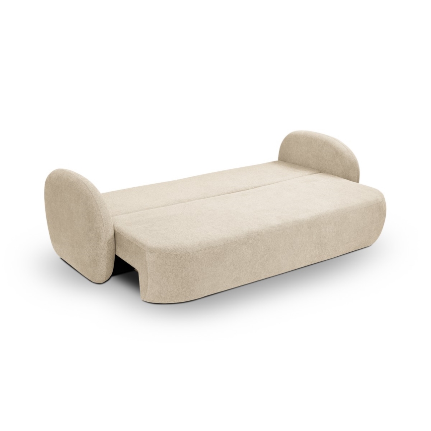 Divano letto beige OLBIA a tre posti richiudibile