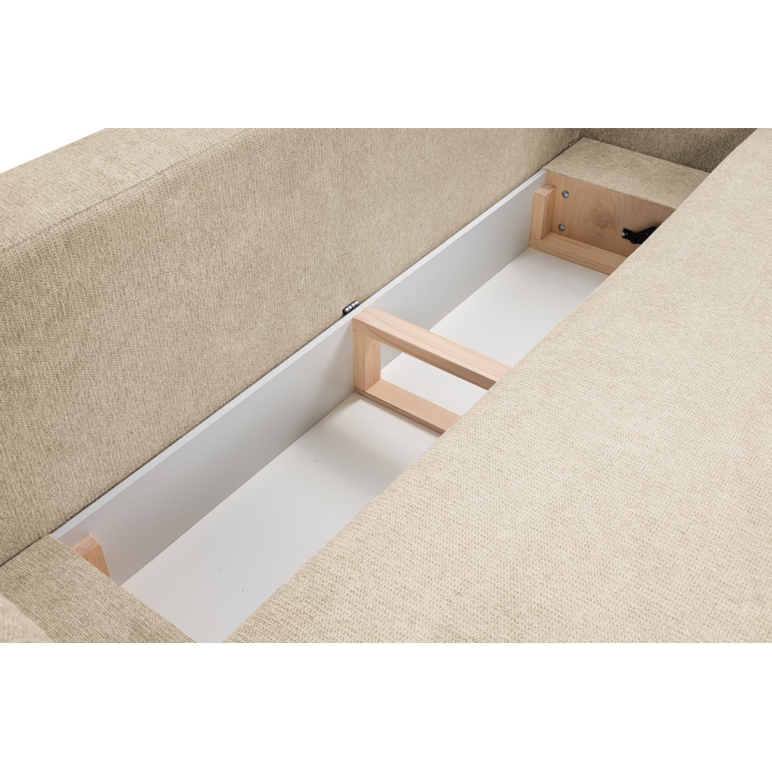 Divano letto beige OLBIA a tre posti richiudibile