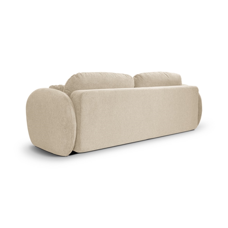 Divano letto beige OLBIA a tre posti richiudibile