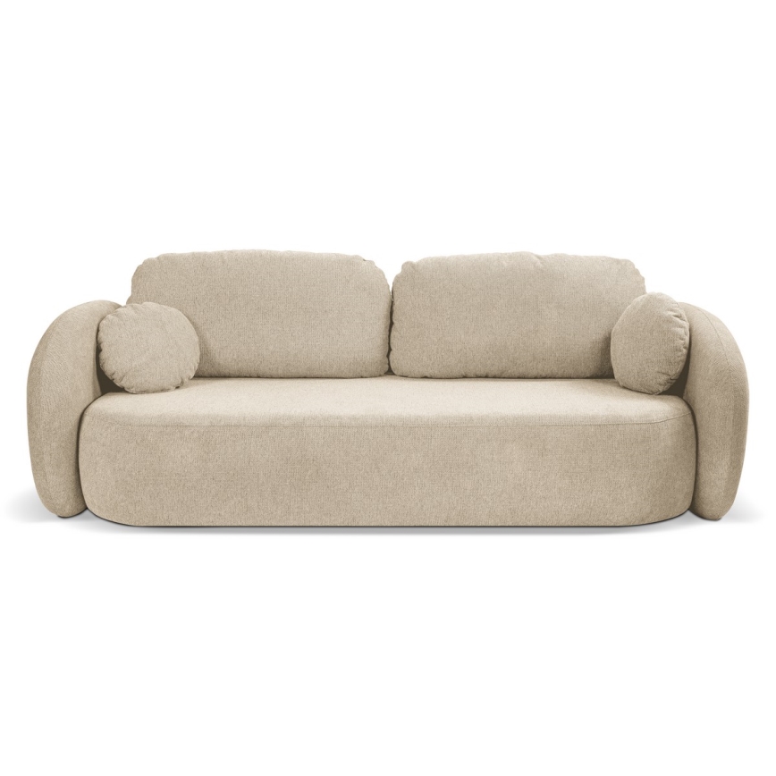 Divano letto beige OLBIA a tre posti richiudibile