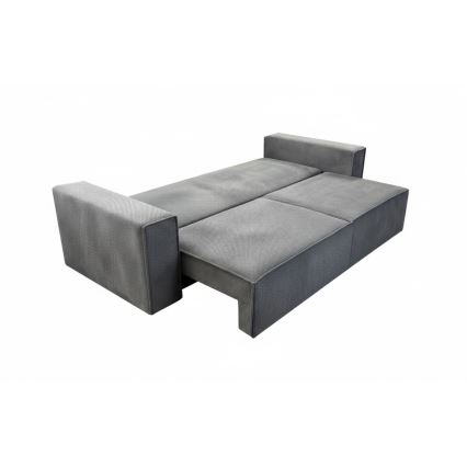 Divano letto a tre posti con contenitore RONDA grigio