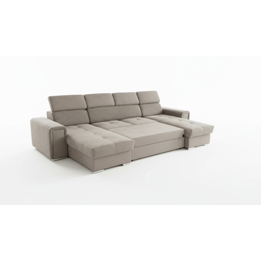 Divano letto trasformabile con angolo universale a U e vano contenitore SALVADA, beige