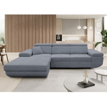 Divano letto angolare a L CASTELO con contenitore, angolo sinistro, grigio scuro