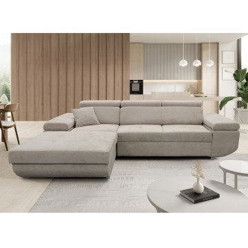 Divano letto angolare a L CASTELO con contenitore, lato sinistro, grigio