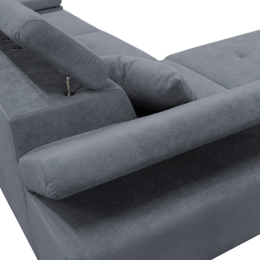 Divano angolare trasformabile con contenitore a L CASTELO, lato sinistro, grigio scuro