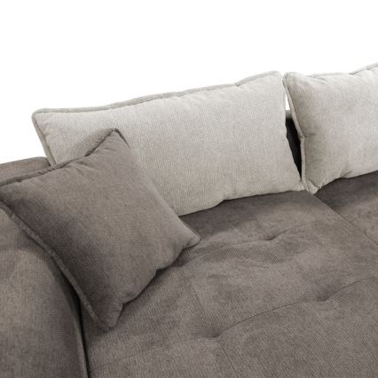 Divano letto angolare a L con contenitore LAGOA, lato sinistro, taupe/grigio