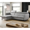 Divano letto angolare a L con contenitore NISA, grigio, lato sinistro