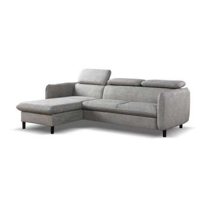 Divano letto angolare a L con contenitore NISA, grigio, lato sinistro