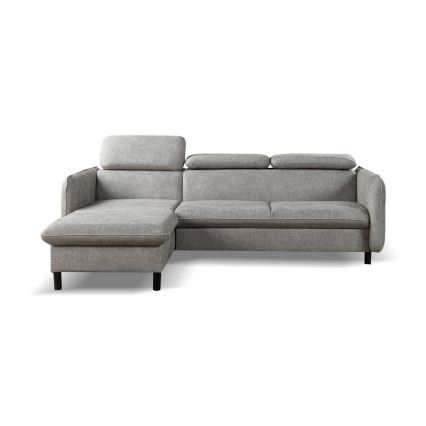 Divano letto angolare a L con contenitore NISA, grigio, lato sinistro