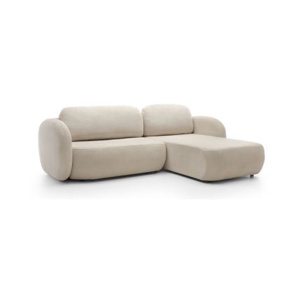 Divano letto angolare a L OLBIA con vano contenitore, versione destra, beige