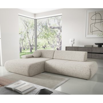 Divano letto angolare a L PRATO con contenitore, angolo sinistro, beige