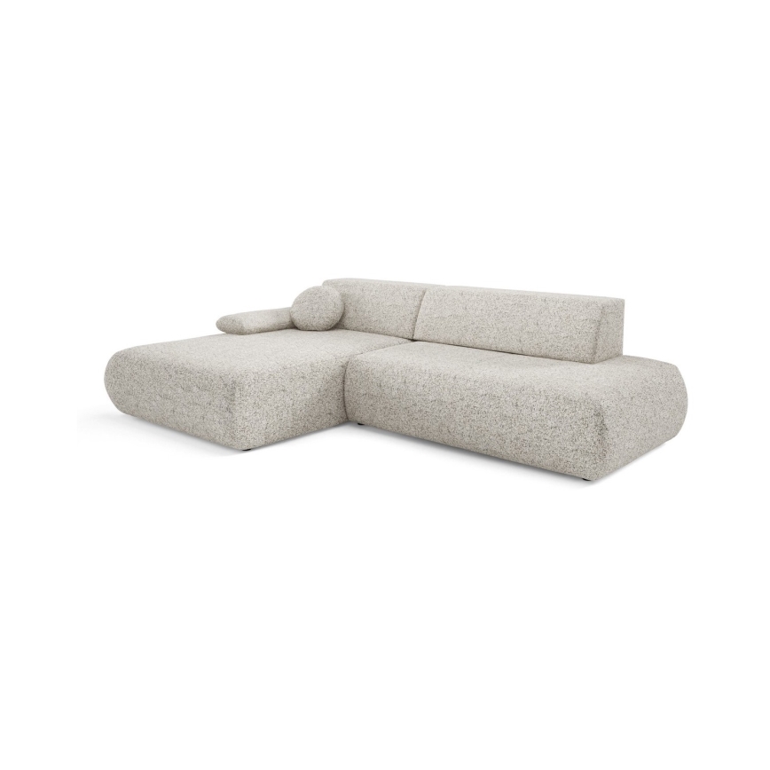 Divano letto angolare a L PRATO con contenitore, angolo sinistro, beige