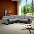 Divano letto angolare a L VISEU con contenitore, versione destra, grigio/nero