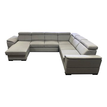Divano letto angolare a U con contenitore GRANADA grigio chiaro