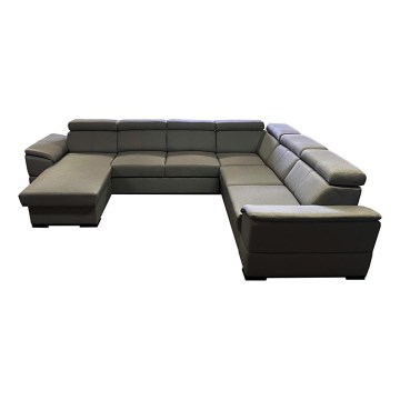 Divano letto angolare a U con contenitore GRANADA grigio scuro
