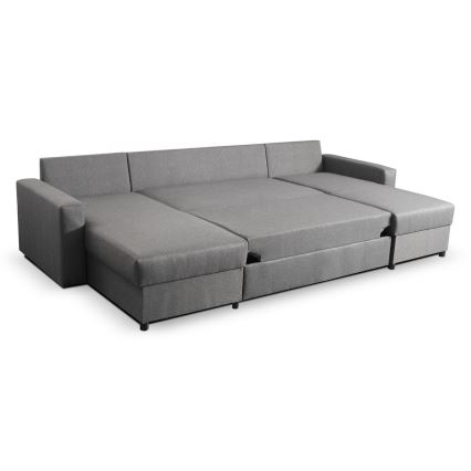 Divano letto angolare a U con contenitore JANISE grigio