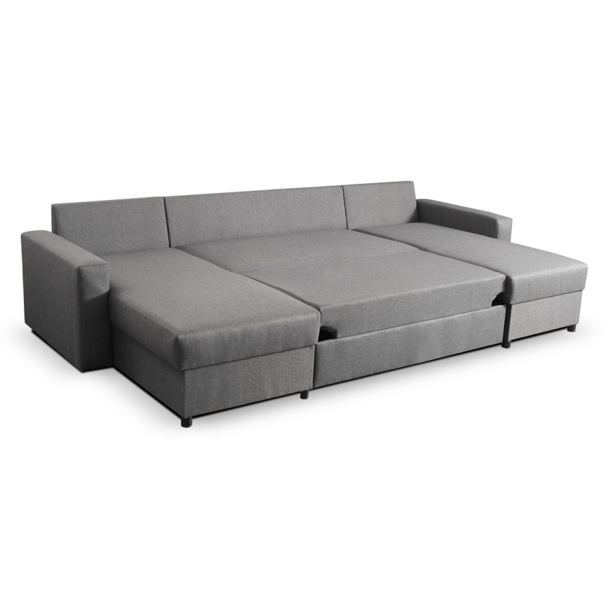 Divano letto angolare a U con contenitore JANISE grigio