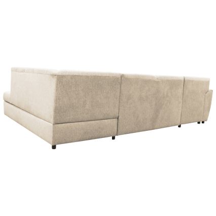 Divano letto angolare a U SERPA con contenitore, angolo destro, beige