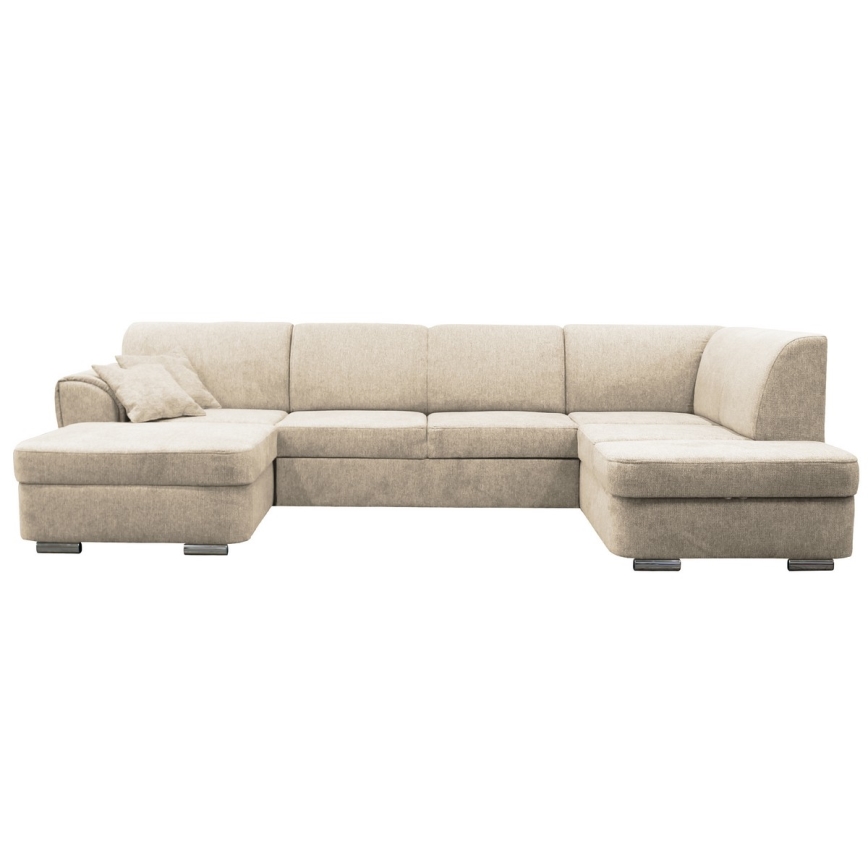 Divano letto angolare a U SERPA con contenitore, angolo destro, beige