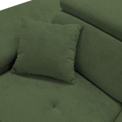 Divano letto angolare CASTELO a L con vano contenitore, lato sinistro, verde