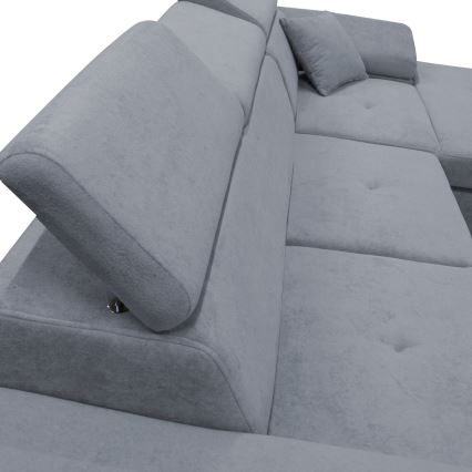 Divano angolare con letto estraibile e vano contenitore a L CASTELO, lato destro, grigio scuro