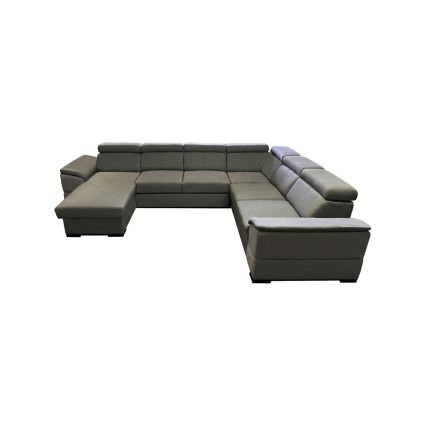 Divano letto angolare a U con angolo reversibile e vano contenitore GRANADA, grigio scuro