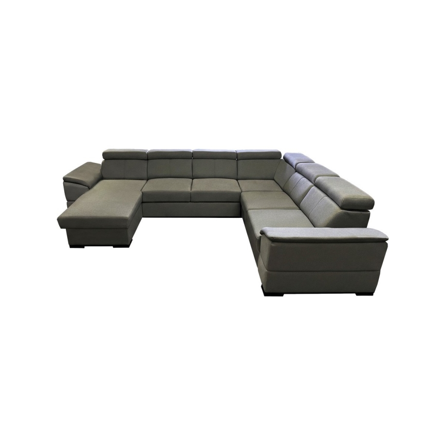 Divano letto angolare a U con angolo reversibile e vano contenitore GRANADA, grigio scuro