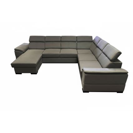 Divano letto angolare a U con angolo reversibile e vano contenitore GRANADA, grigio scuro