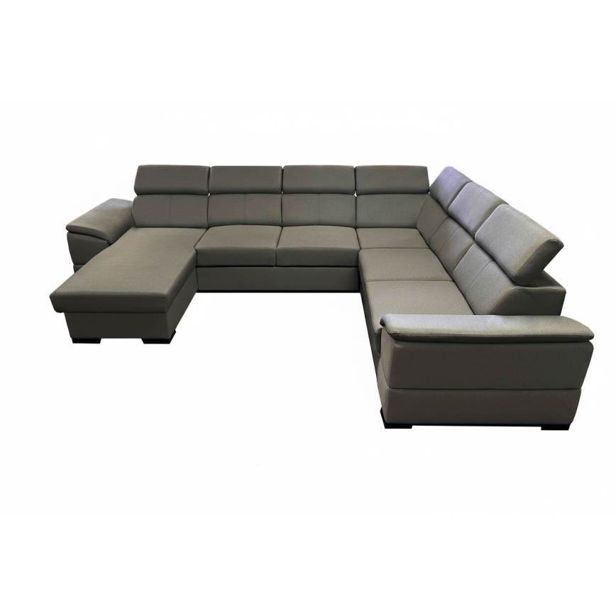 Divano letto angolare a U con angolo reversibile e vano contenitore GRANADA, grigio scuro