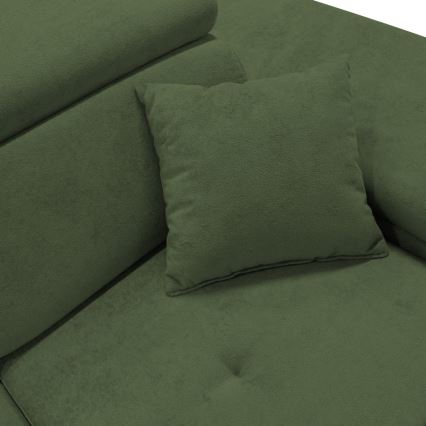 Divano letto angolare con contenitore a L CASTELO, angolo destro, verde