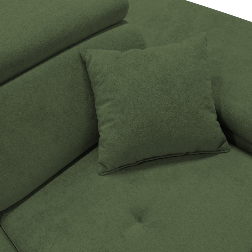 Divano letto angolare con contenitore a L CASTELO, angolo destro, verde